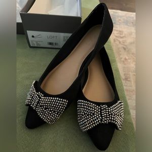 Loft Jewel Bow Black Ballet Flat Size 8.5